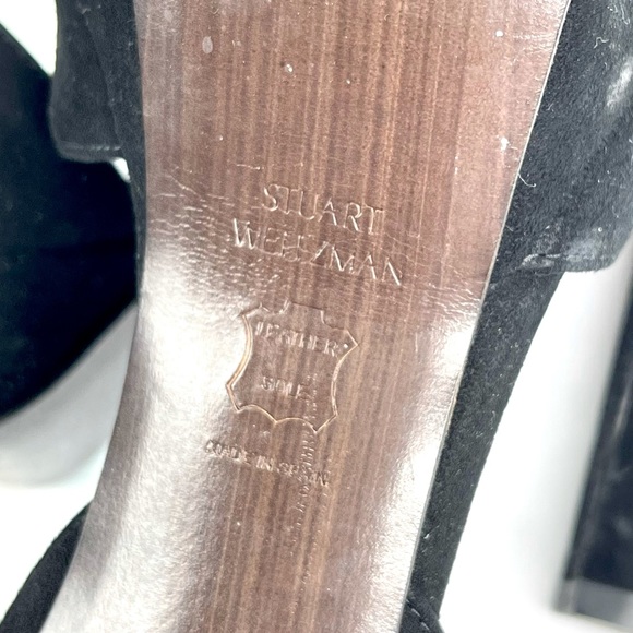 Stuart Weitzman Suede Peep Toe Strap Platform - Picture 11 of 15